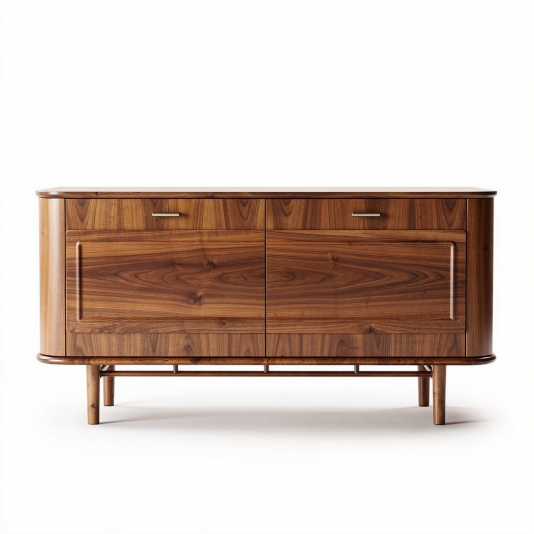 Walnut wood sideboard for living room or dining area - 120 x 45 x 75cm