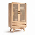 Wooden display cabinet with glass doors for living room - 80 x 40 x 160cm