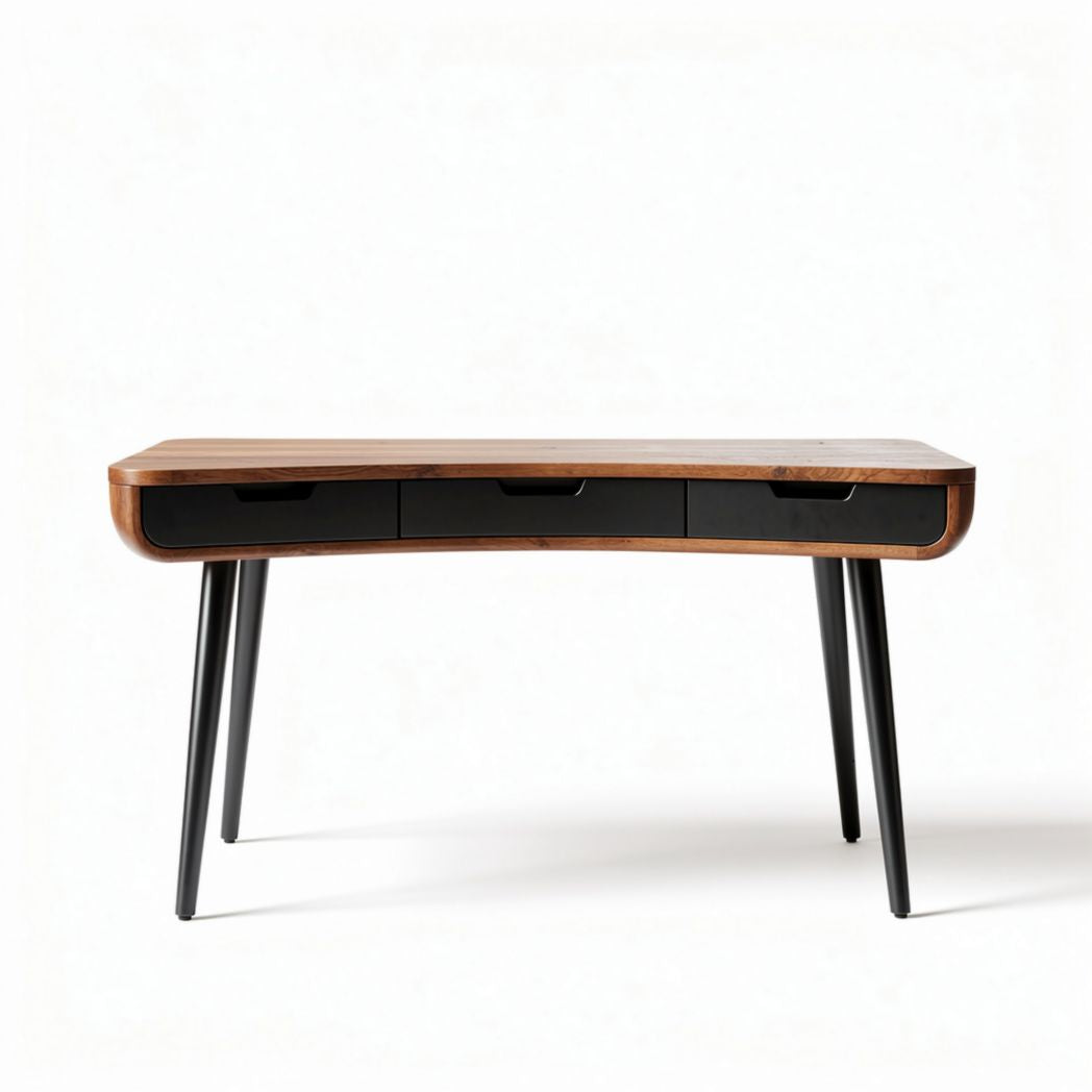 Modern white wooden desk with six drawers - 120 x 50 x 75cm