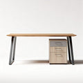 Metal and wood desk with storage unit - 120 x 60 x 75cm