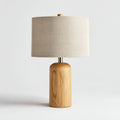 White ceramic lamp with fabric shade for bedside use - 30 x 30 x 55cm