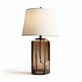 Glass table lamp with fabric shade - 28 x 28 x 60cm