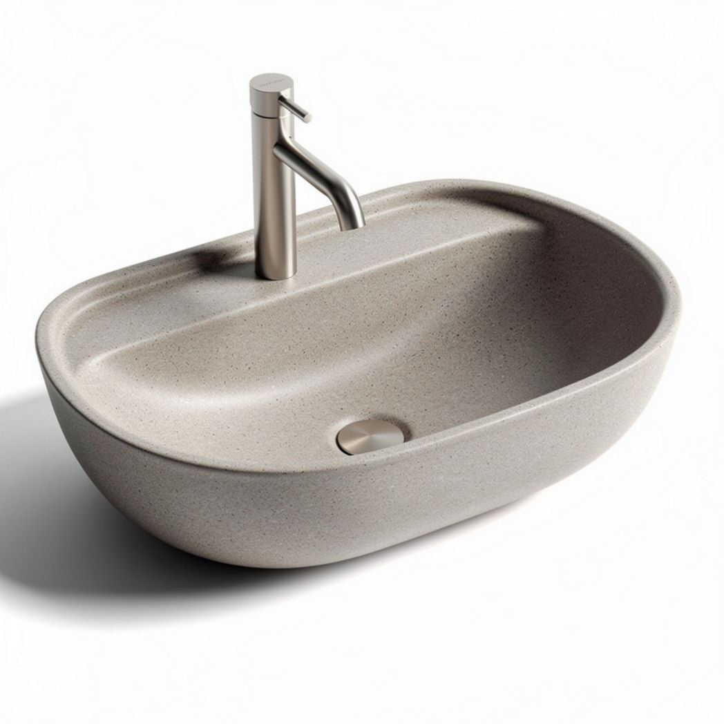 Ceramic oval bathroom sink for modern vanities - 50 x 30 x 15cm