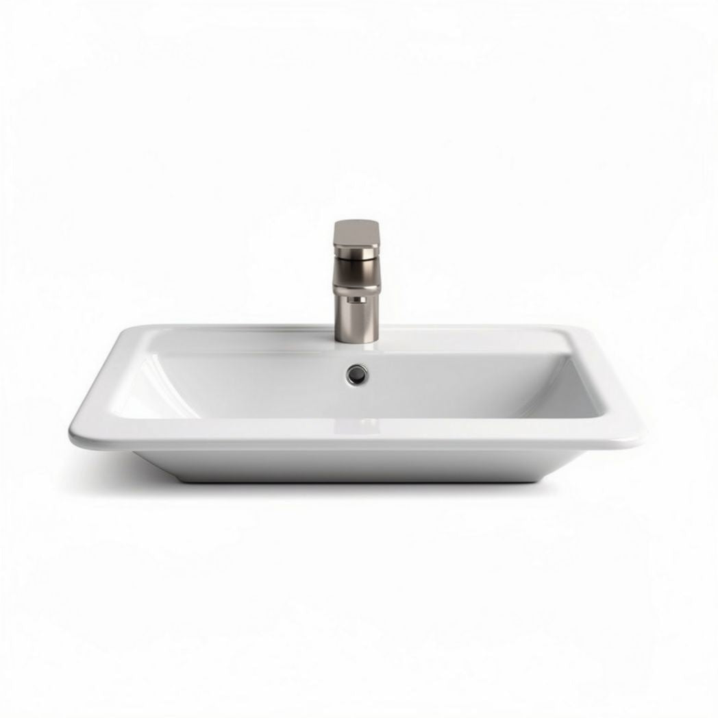 Ceramic bathroom sink in rectangular design - 50 x 30 x 15cm