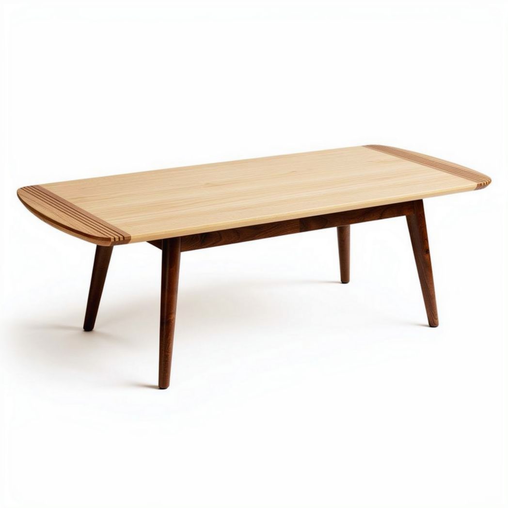Natural wood coffee table for living room use - 120 x 60 x 45cm